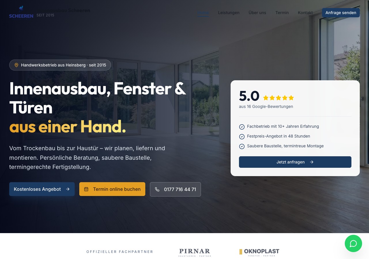 Website von Innenausbau Scheeren